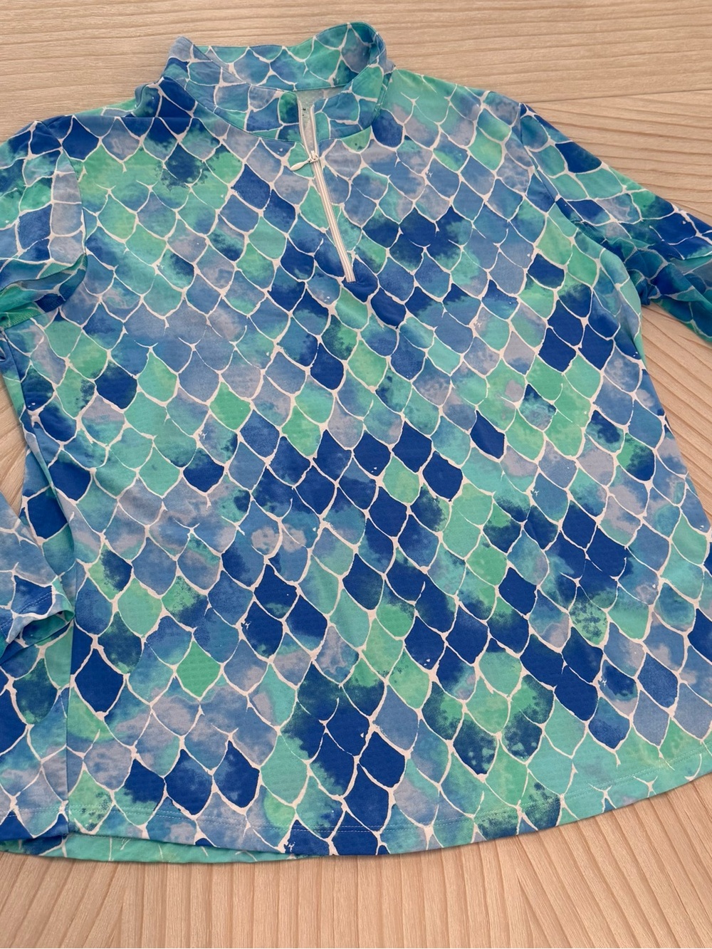 IBKUL Blue & Aqua Mermaid-Scale Long Sleeve Tee